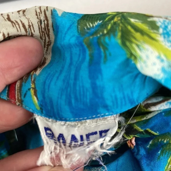 BANEE Vtg Camp Collar Shirt Blue Tropical Print Short Sleeve Rayon Hawaiian S - Picture 9 of 12